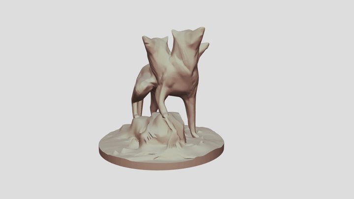 Triple Wolf 3D Model