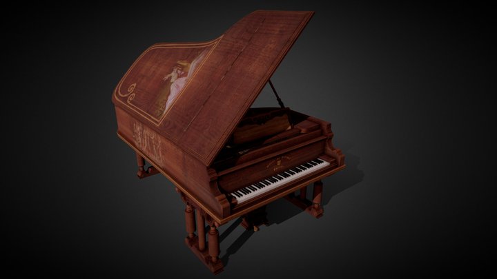 Realistic Custom Concert Grand Piano 3D Model