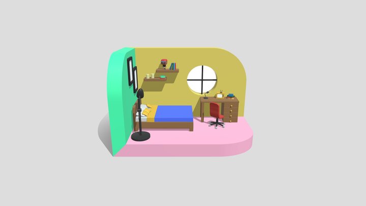 Habitación isométrica low poly 3D Model