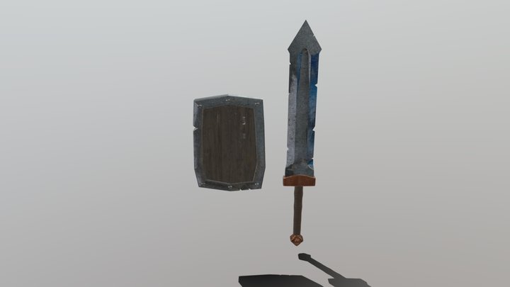 Worn Sword & Shield 3D Model