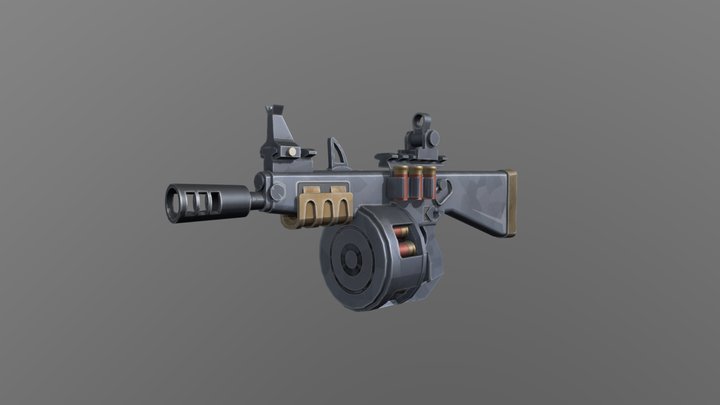 Stylised AA12 Shotgun 3D Model