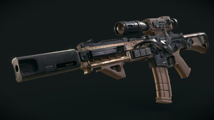 Sci-Fi Assault Rifle 3D Model