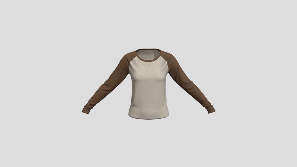 Brown And Tan Long Sleeve Raglan Shirt