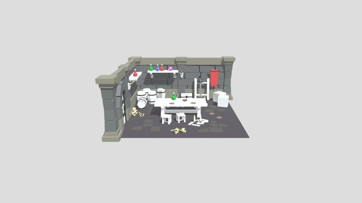 3D Low Poly Dungeon Room 3D Model