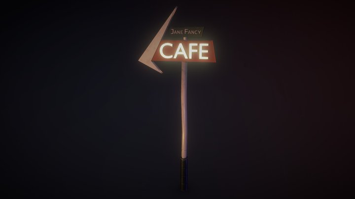 Cafe sign 3D Model