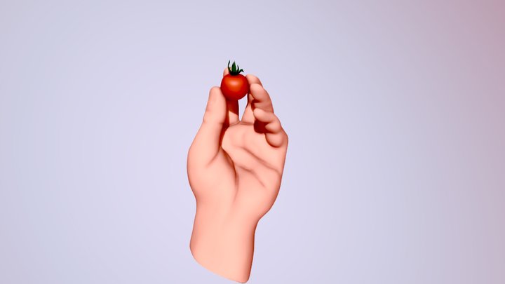 Hand holding a cherry tomato 3D Model