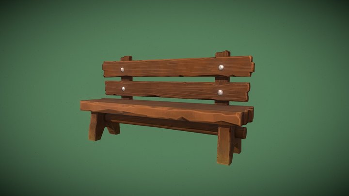 Stylized old bench 3D Model