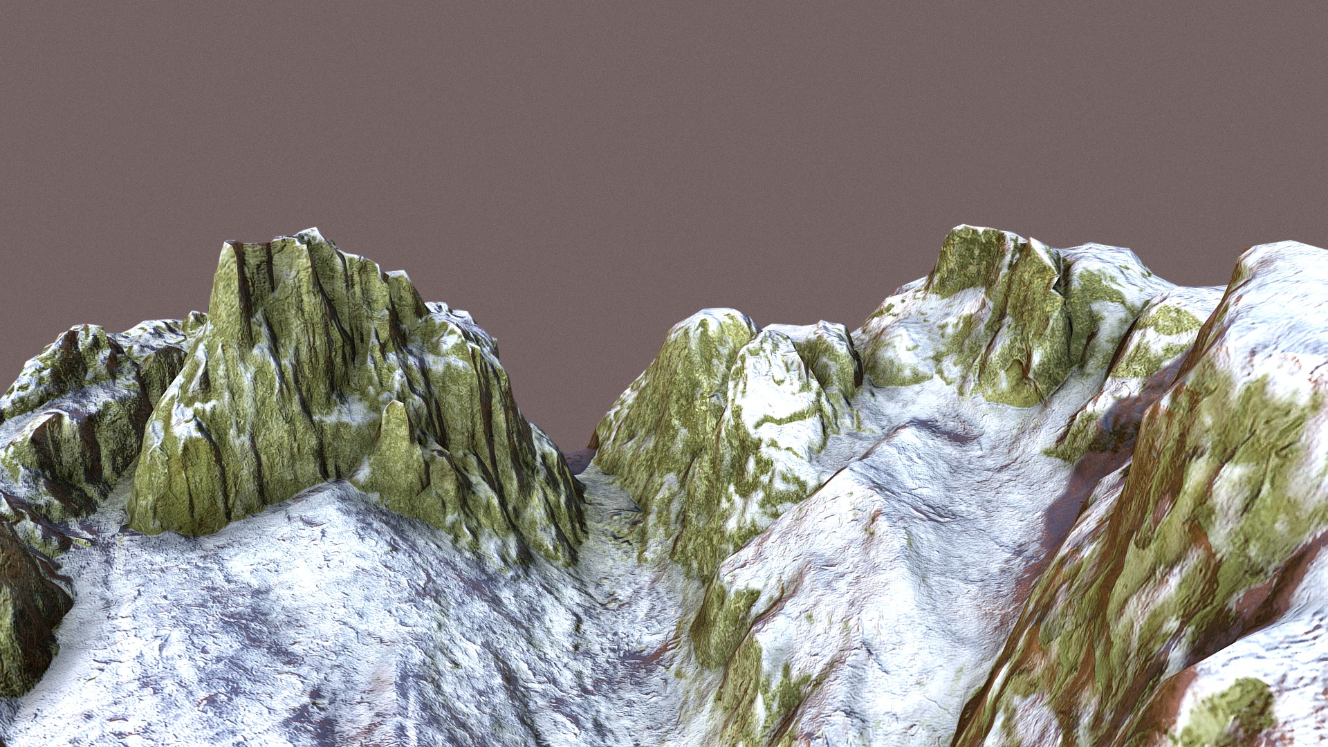 3D model Mountain Pass - This is a 3D model of the Mountain Pass. The 3D model is about a group of green rocks.