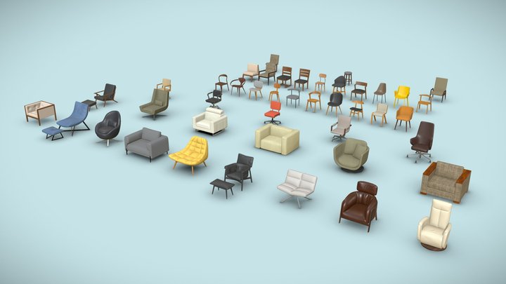 Modern Chair Pack 3D Model