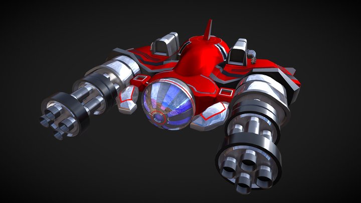 Sci-Fi Ship (Red Striker) 3D Model