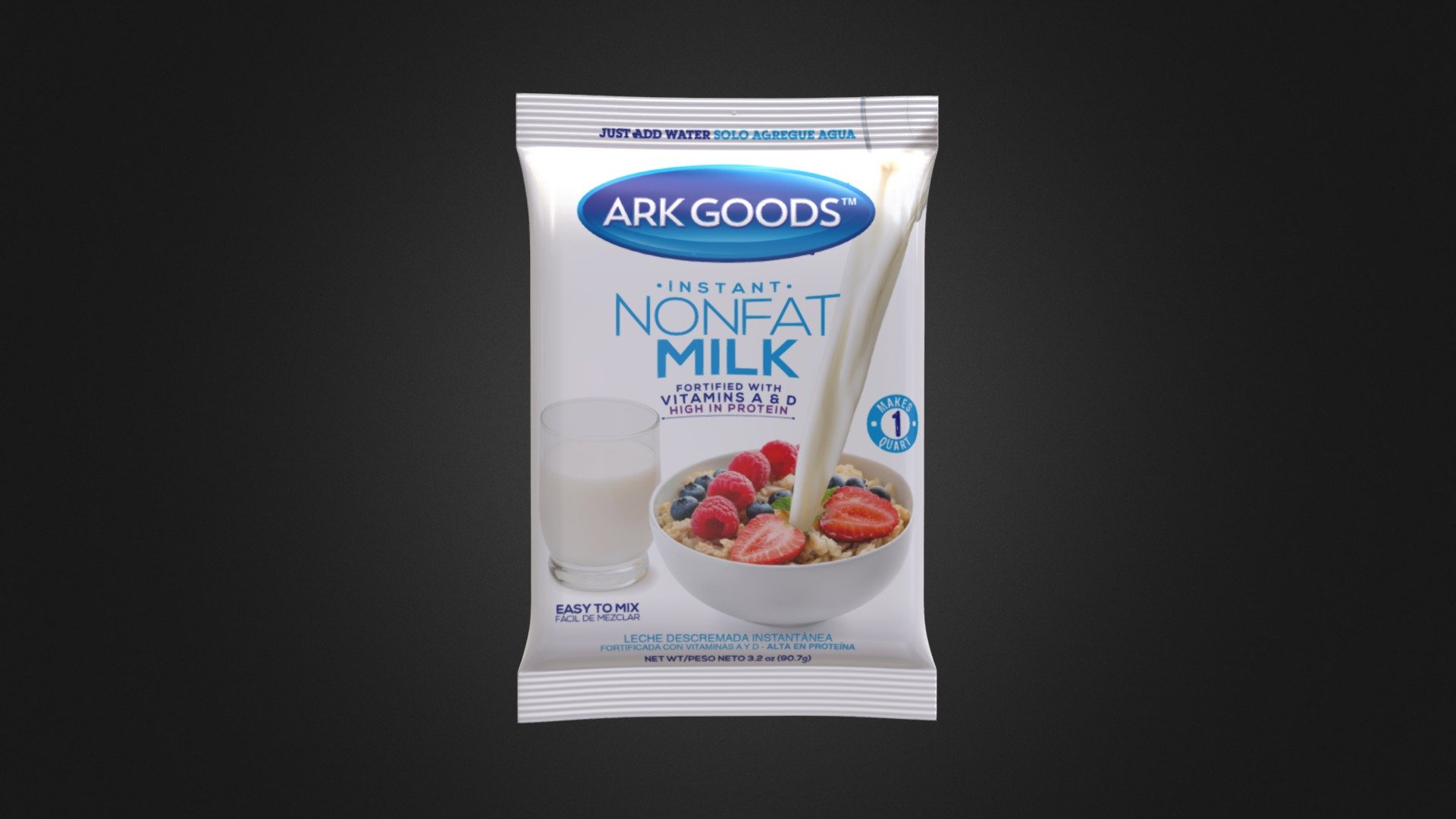 SACHET NONFAT MILK ARK GOODS 90g 3D model by signumve [1372b01
