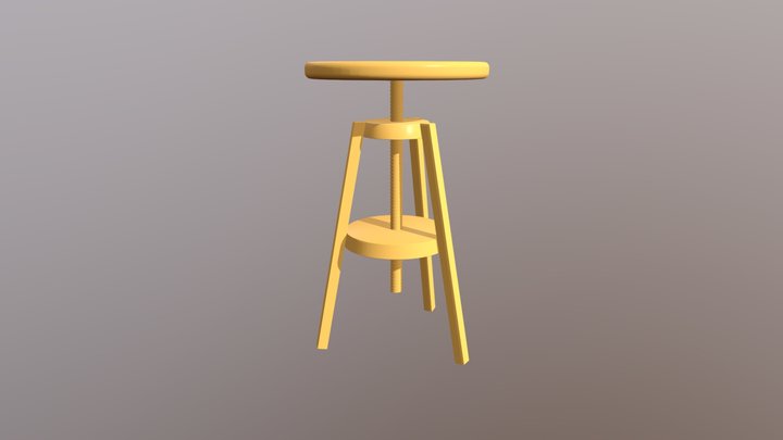 Wooden Height Adjustable Stool 3D Model