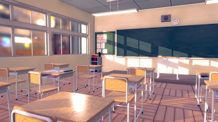 Anime Classroom 3D Model