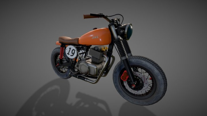 Motorcycle - Custom Bike "JAWA" (LOW-POLY) 3D Model