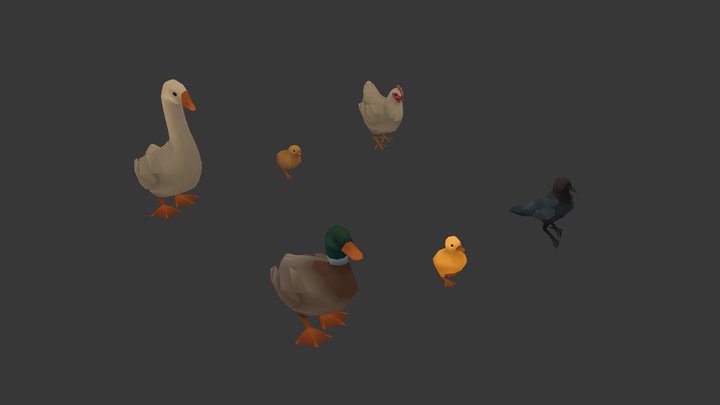 TOON Farm Animals (Birds) 3D Model
