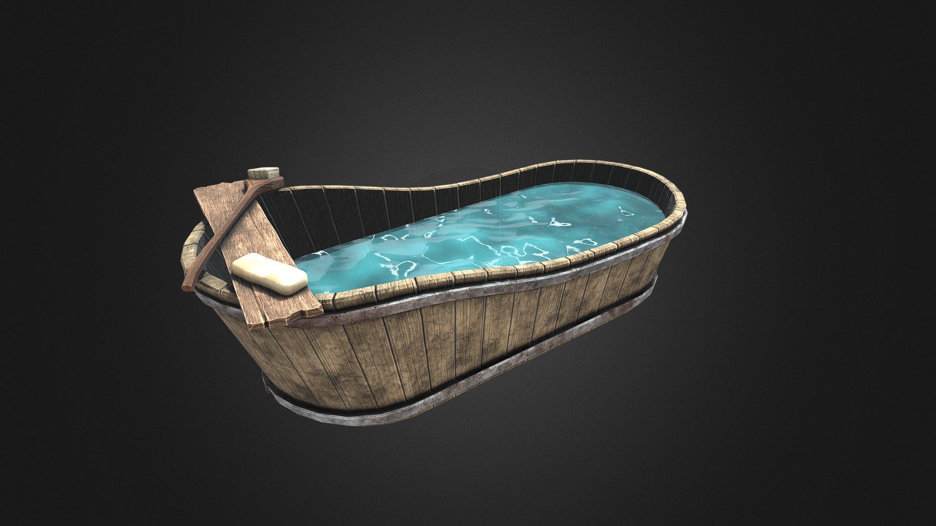 Wooden Bathtub (game ready asset) Download Free 3D model by Pixel