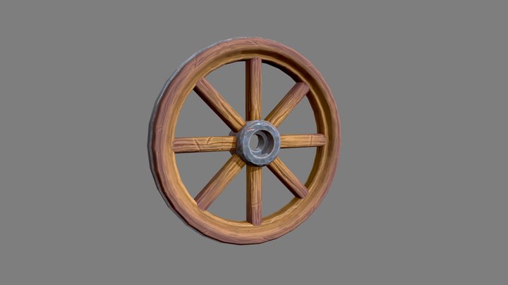 Stylized Cart Wheel 3D Model