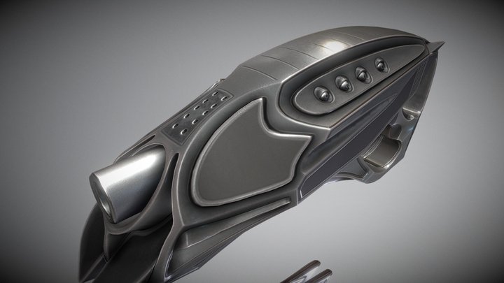 Futuristic Hand Gun with Battery Magazine (Free) – Kostenloses 3D-Modell STL