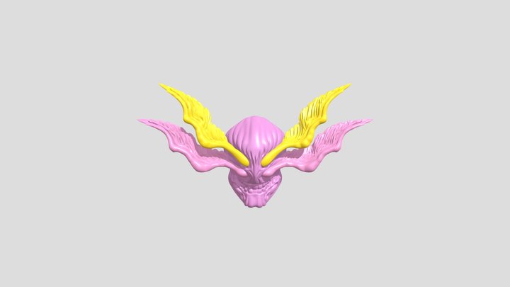 Fictional demonic skull with wings 3D Model