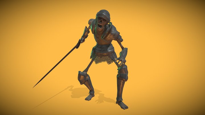 Skeleton Zombie Soldier 3 3D Model