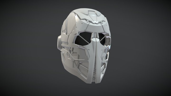 Cyborg Head - Cyberpunk Helmet 3D Model