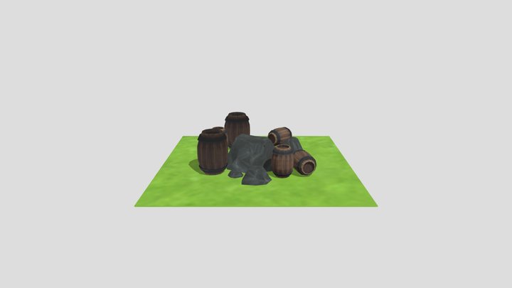 rocks and barrels 3D Model