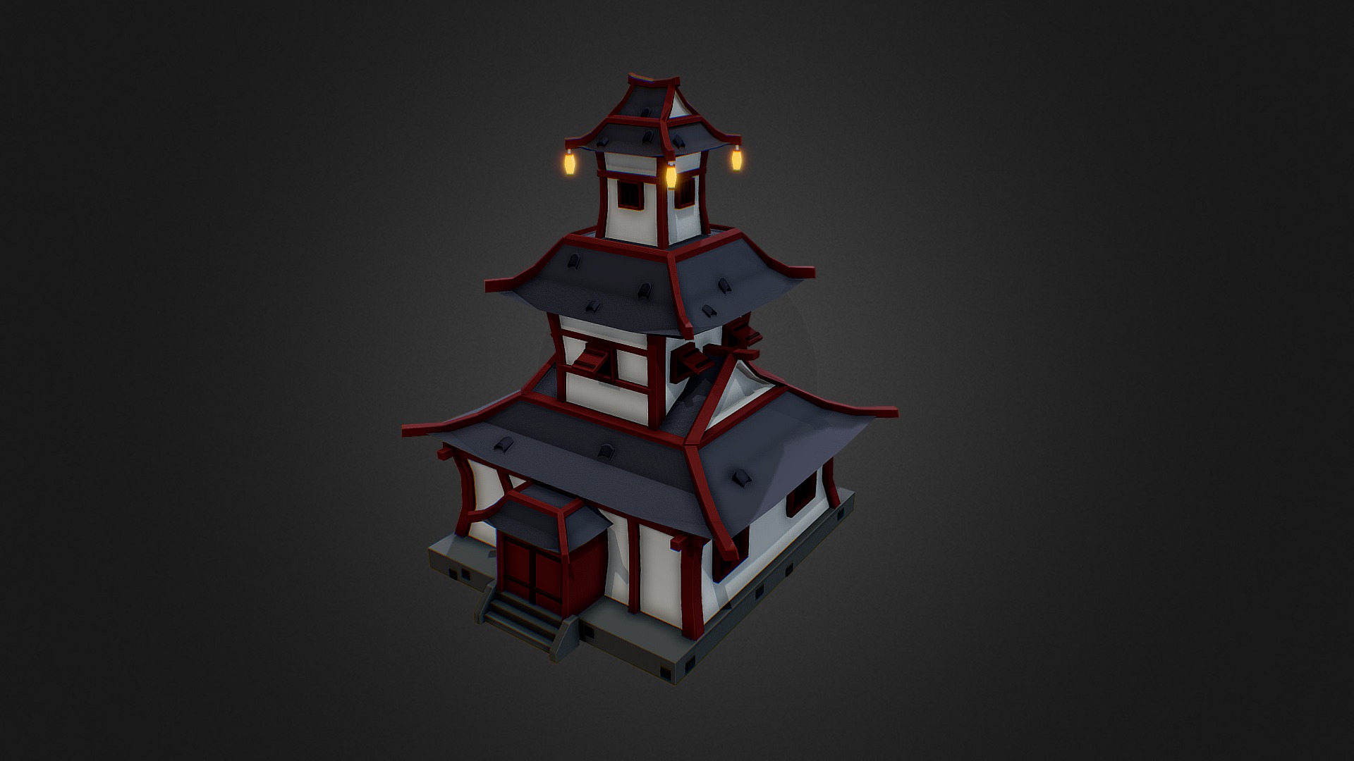 3D model Japan House3 - This is a 3D model of the Japan House3. The 3D model is about a white and red toy.