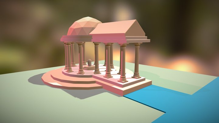 Doric Order Style Structure with Doric Pillars 3D Model