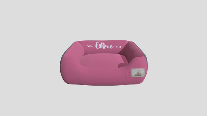 Caminha Para Gato e Cachorro Love Rosa e Cinza 3D Model