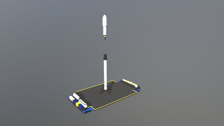 Falcon 9 Block 5 + Drone-Ship 3D Model