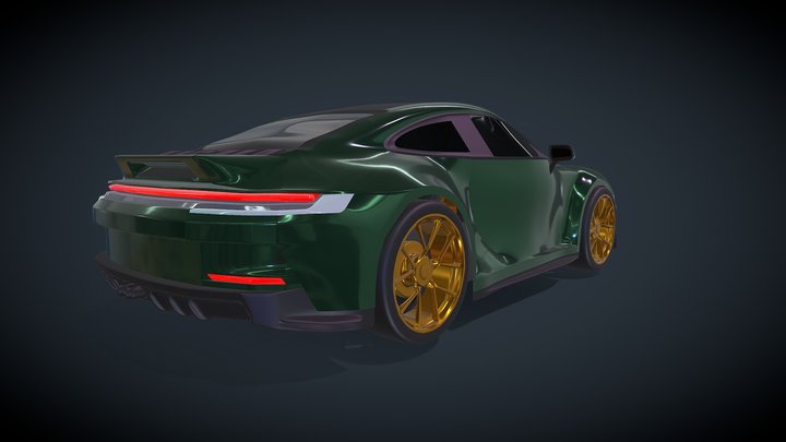 Porsche 992 GT3 Touring in British Racing Green 3D Model