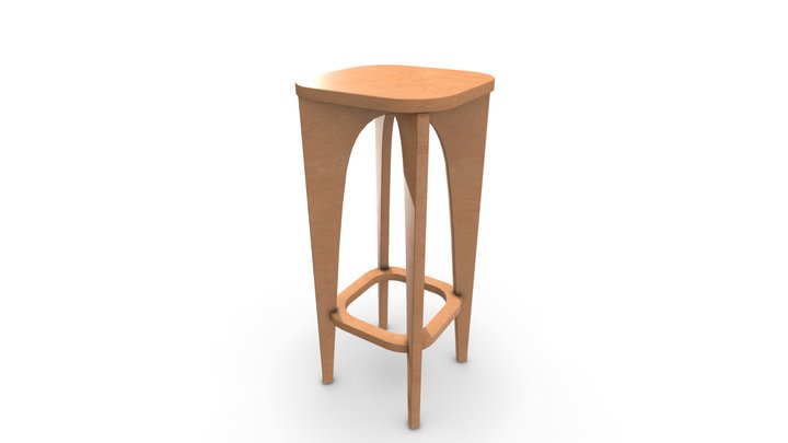 Wood Stool 3D Model