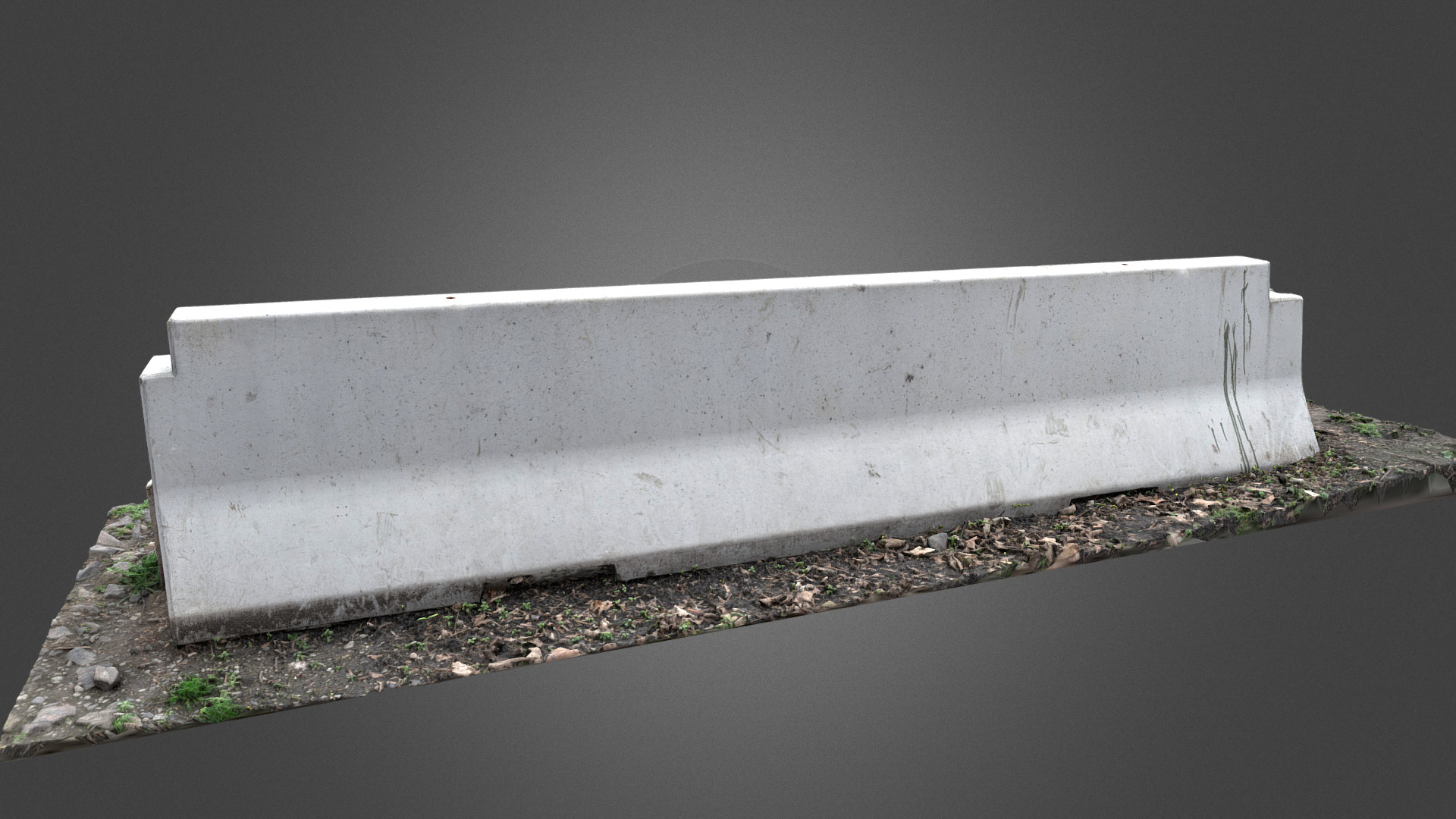 3D model Concrete jersey road barrier wall - This is a 3D model of the Concrete jersey road barrier wall. The 3D model is about a white rectangular object on a concrete surface.