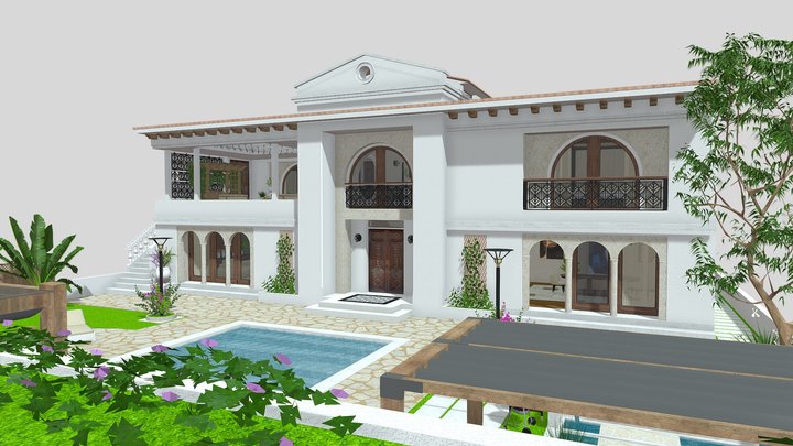 Spanish House. Spanish Villa. V1 Large 3D Model