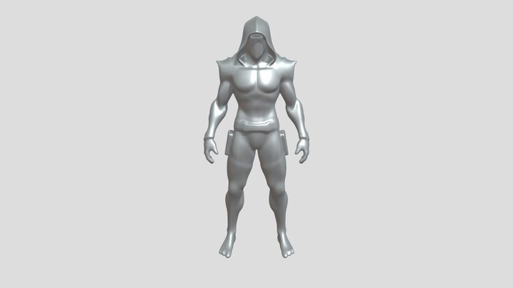muscular hooded masked warrior 3D Model
