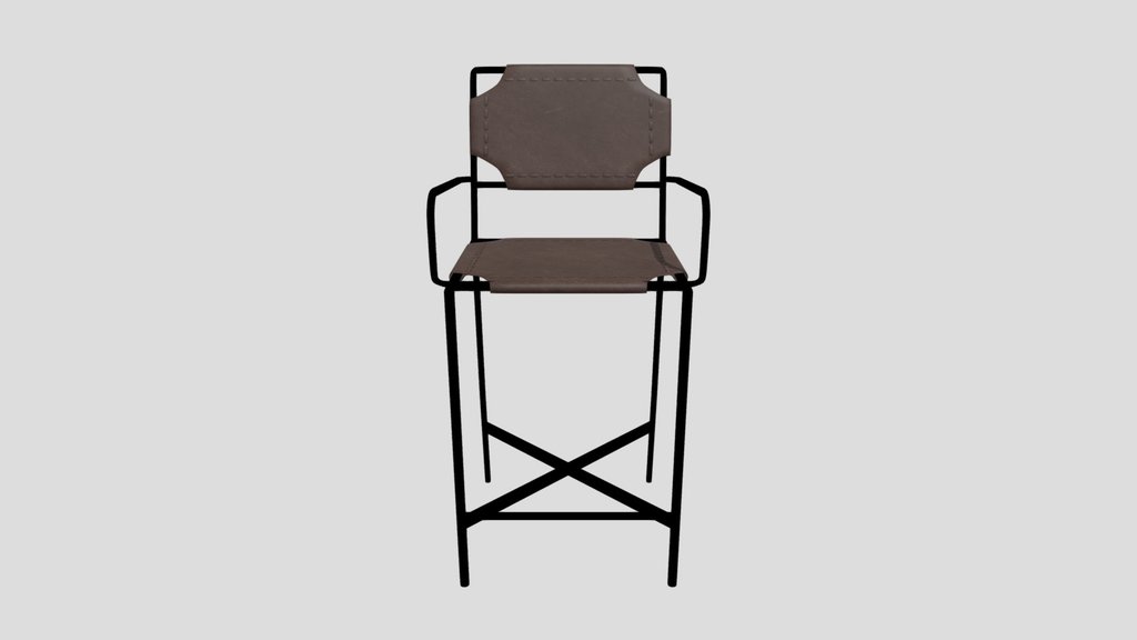 Brown Leather Counter Bar Stool