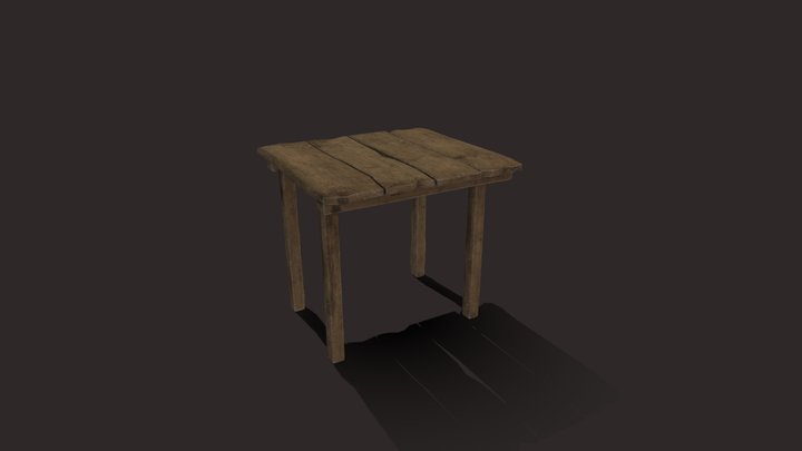 Old Wooden Table 3D Model