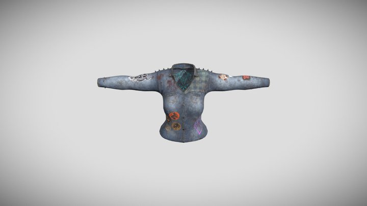 Punk style denim jacket 3D Model