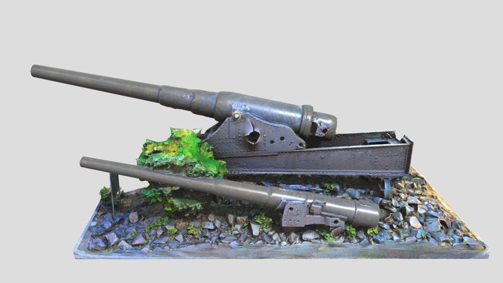 Artillery cannon of the First World War. 3D Model