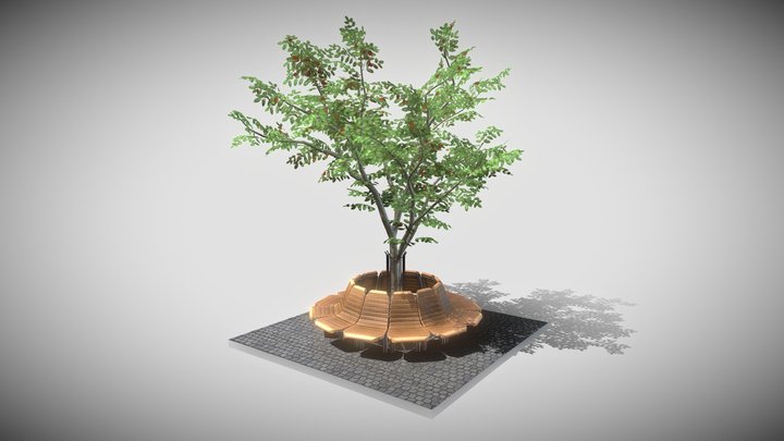 Round Bench with Citytree (Rowan) 3D Model