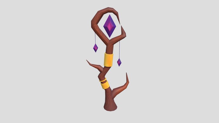 Low Poly Magical Staff 3D Model