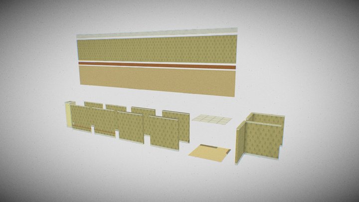 Backrooms PSX Layer 0 (Trim + Modules) 3D Model