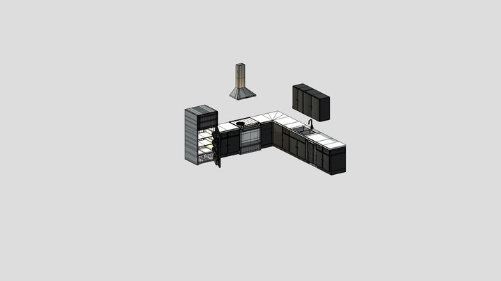 Simple Apartment Kitchen 3D Model