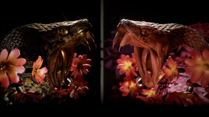 Snakes and flowers 3D Model
