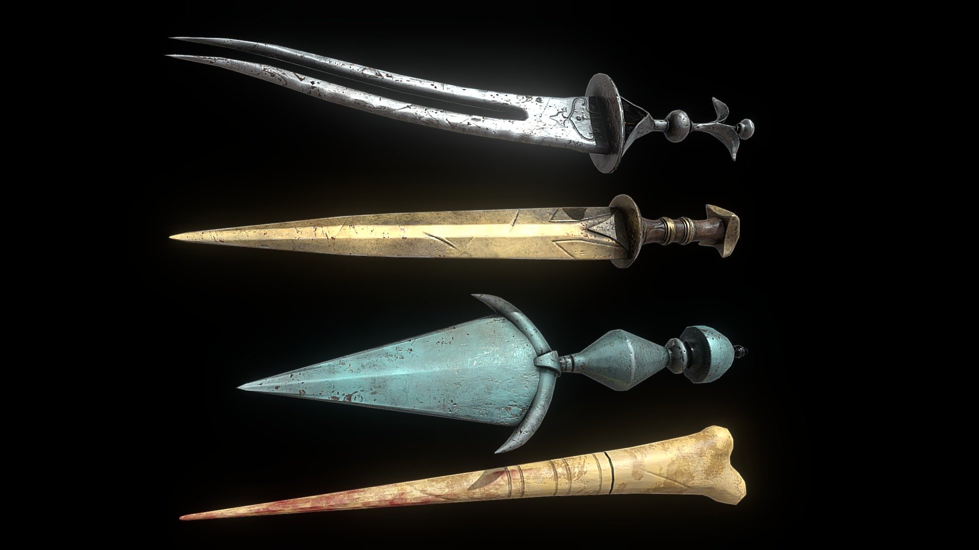 Daggers Set 1 Buy Royalty Free 3d Model By Metalman3d 13a26ba Sketchfab Store 