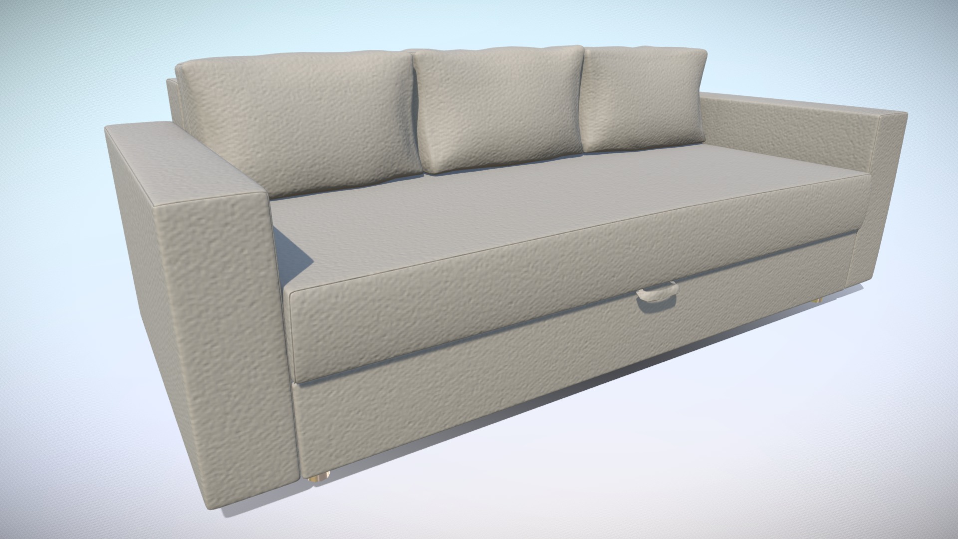 3D model Sofa-Bed IKEA Friheten Low-poly - This is a 3D model of the Sofa-Bed IKEA Friheten Low-poly. The 3D model is about a white couch with a white cushion.