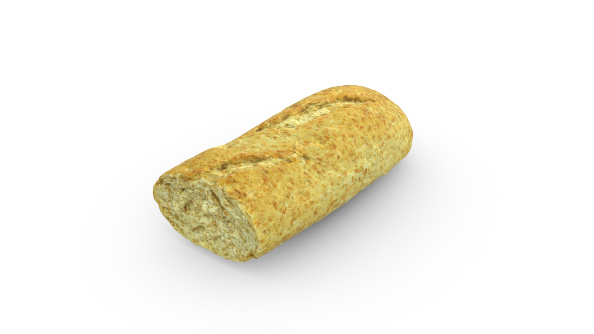 3D model Half loaf of bread Scan - This is a 3D model of the Half loaf of bread Scan. The 3D model is about a potato on a white background.