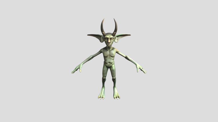 Fantasy horned goblin humanoid creature 3D Model