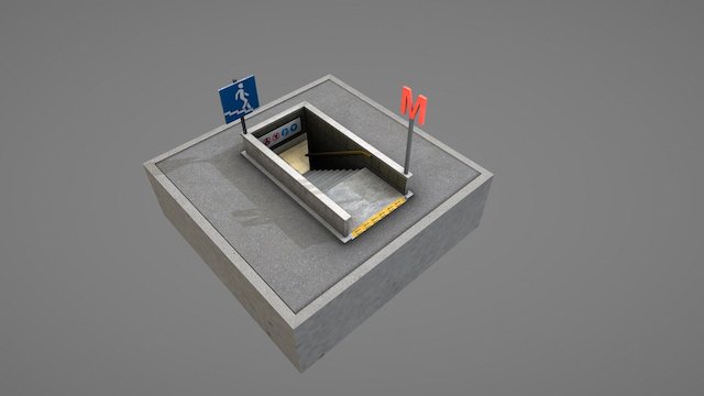Small Subway Entrance 3D Model