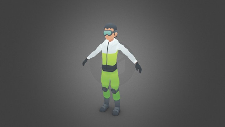 Skier low poly character 3D Model